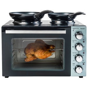 Notice d'utilisation, manuel d'utilisation et mode d'emploi Bestron AOV31CP Petite cuisinière (grill - four avec plaque de cuisson double) avec rotisserie et circulation d’air chaud  