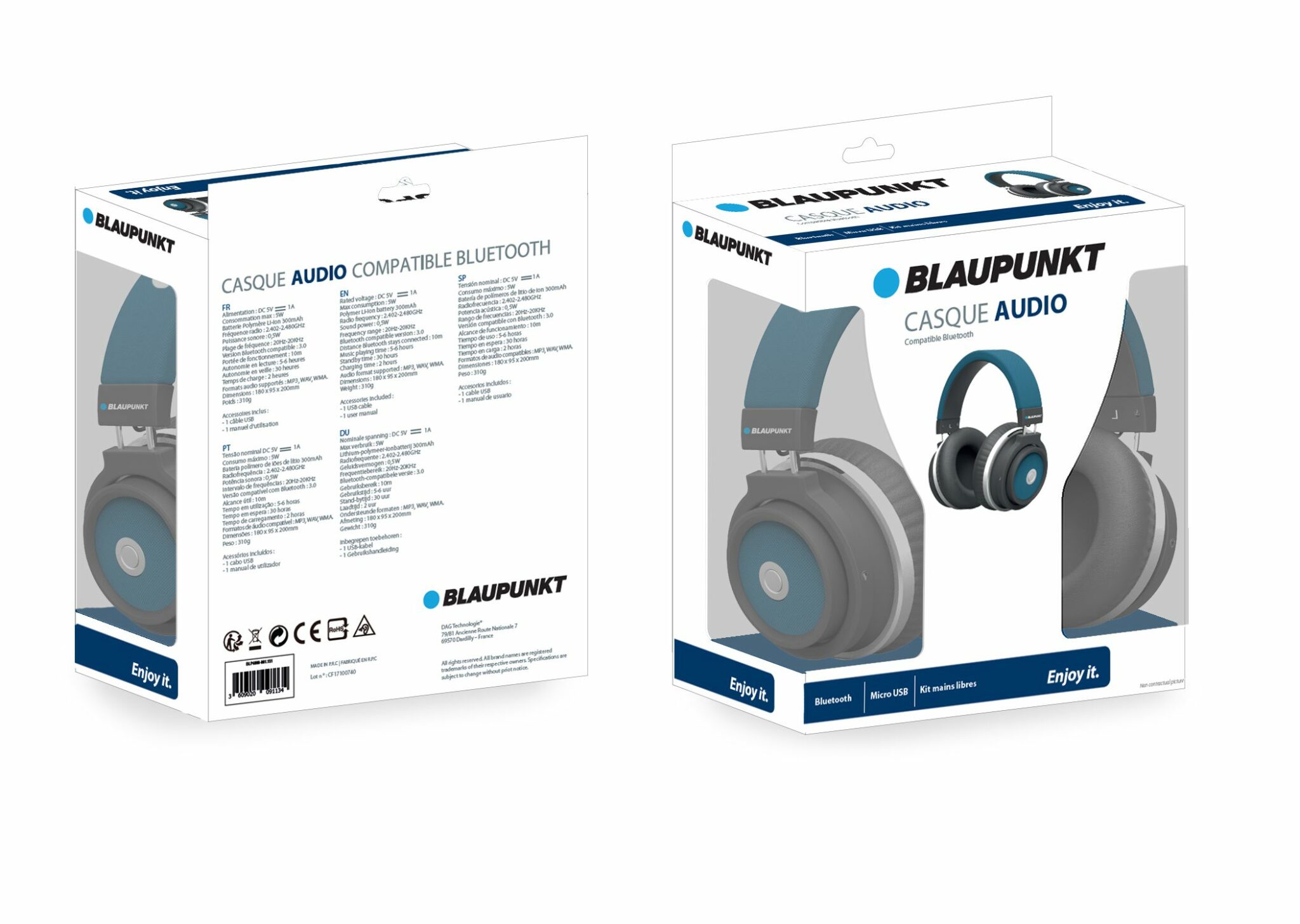 Notice d'utilisation, manuel d'utilisation et mode d'emploi Blaupunkt BLP4800 Casque audio compatible Bluetooth  