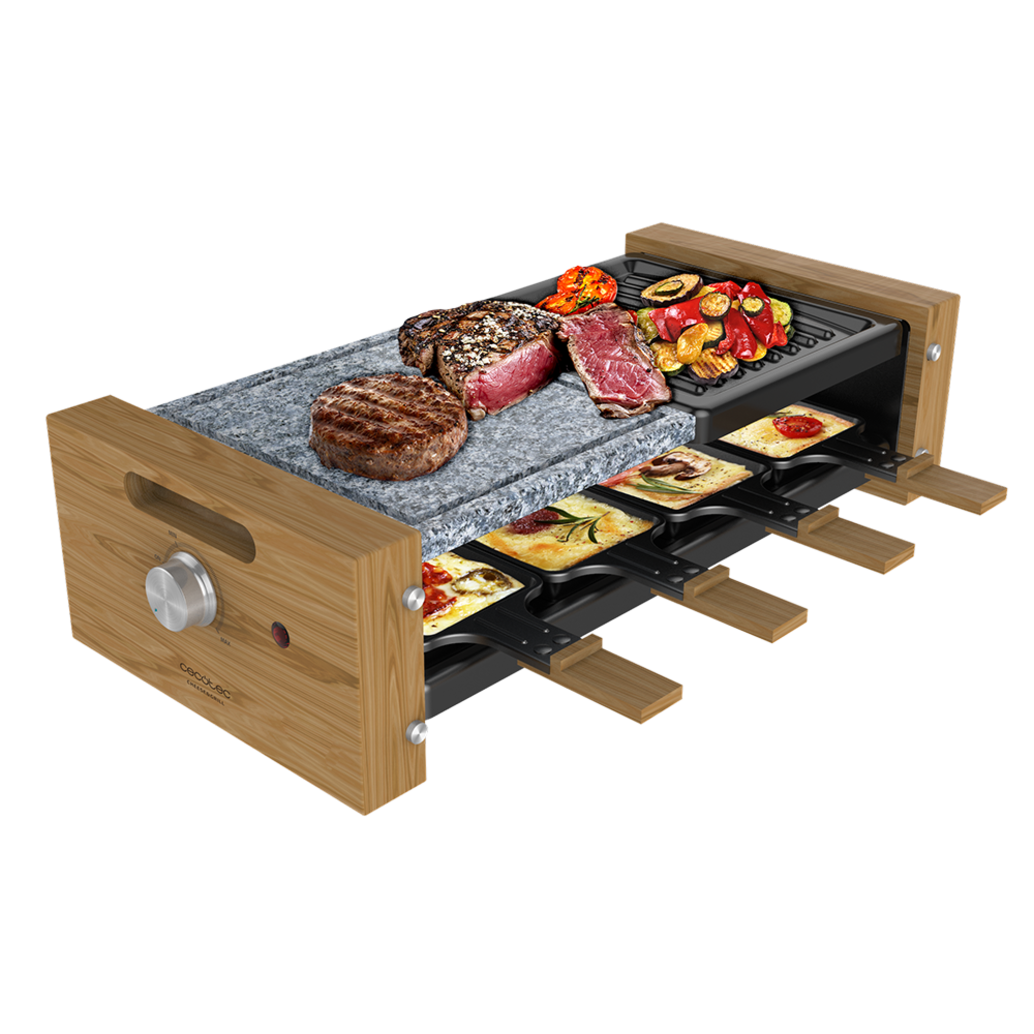  Cecotec CHEESE & GRILL 8400 WOOD MIXGRILL Plancha  